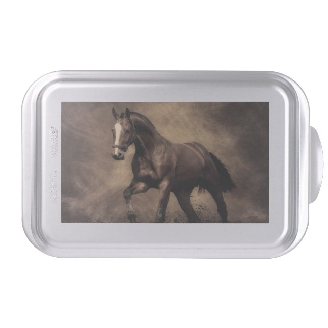 Beautiful brown horse throw pillow cake pan (Front)