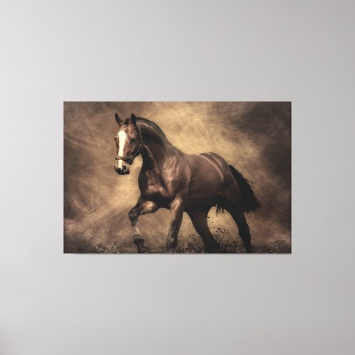 Beautiful brown horse throw pillow canvas print