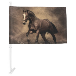 Beautiful brown horse throw pillow car flag