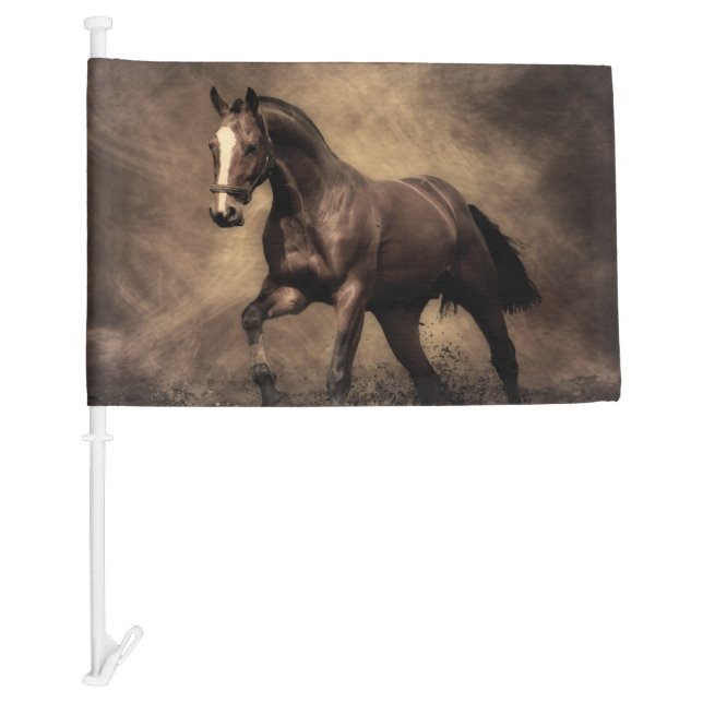 Beautiful brown horse throw pillow car flag (Front)