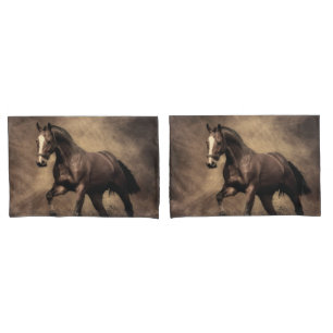Beautiful brown horse throw pillow case