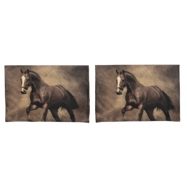 Beautiful brown horse throw pillow case (Front-Set)