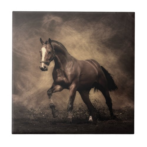 Beautiful brown horse throw pillow ceramic tile