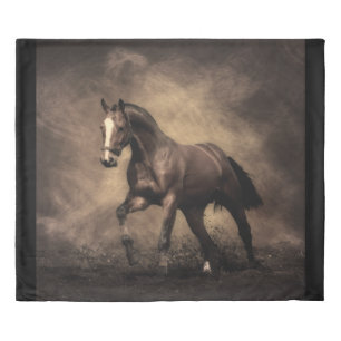 Beautiful brown horse throw pillow duvet cover