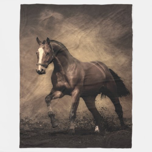 Beautiful brown horse throw pillow fleece blanket