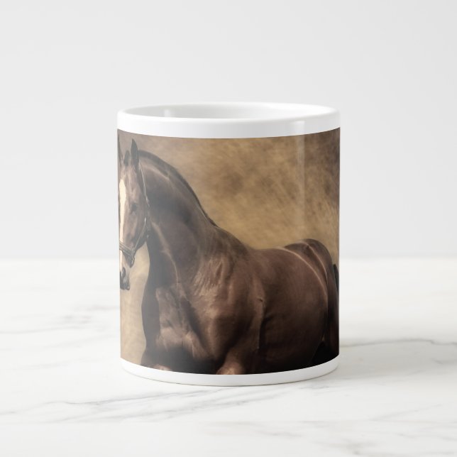 Beautiful brown horse throw pillow giant coffee mug (Front)