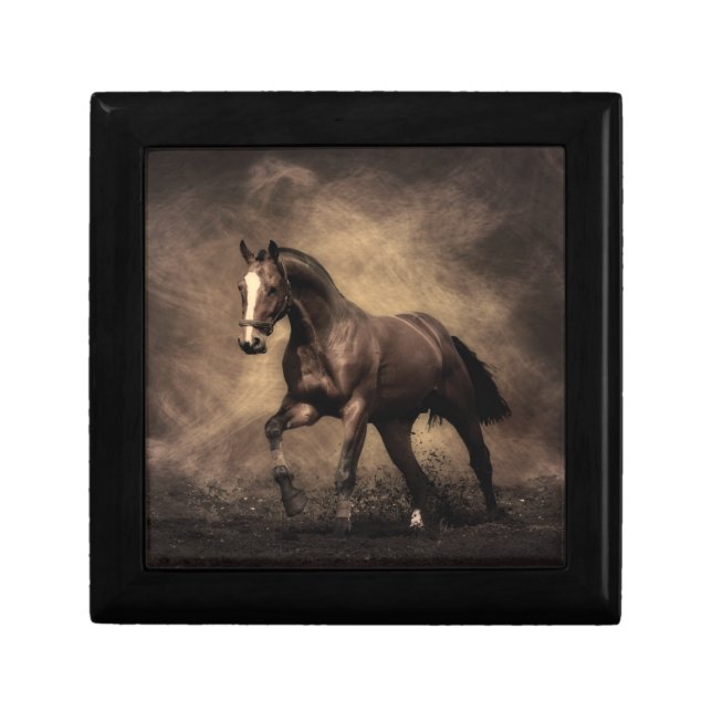Beautiful brown horse throw pillow gift box (Front)