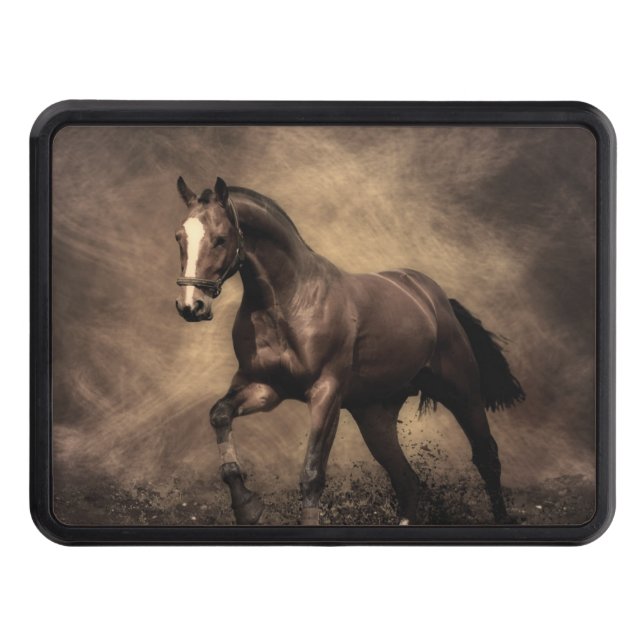 Beautiful brown horse throw pillow hitch cover (Front)