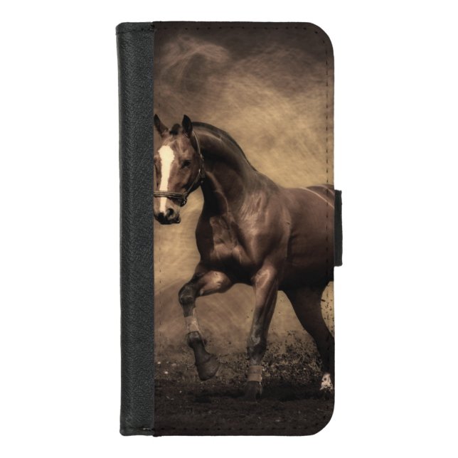 Beautiful brown horse throw pillow iPhone wallet case (Front)