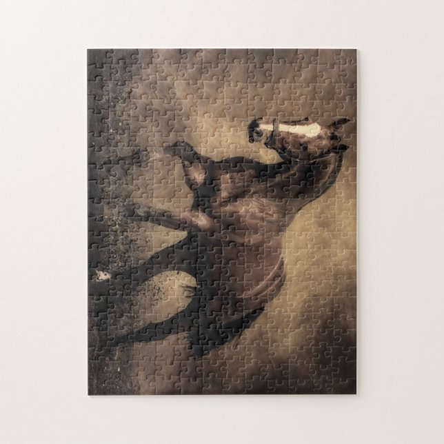 Beautiful brown horse throw pillow jigsaw puzzle (Vertical)