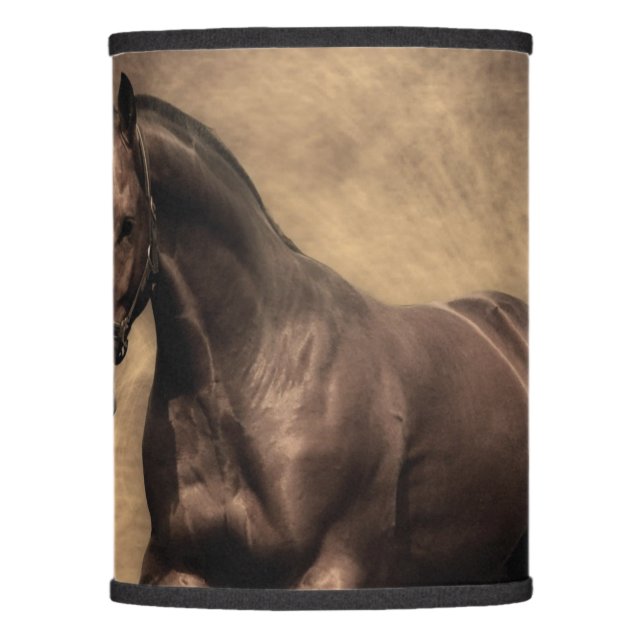 Beautiful brown horse throw pillow lamp shade (Front)