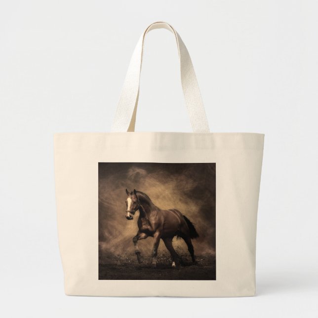 Beautiful brown horse throw pillow large tote bag (Front)