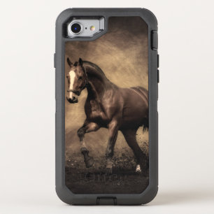 Beautiful brown horse throw pillow OtterBox defender iPhone SE/8/7 case