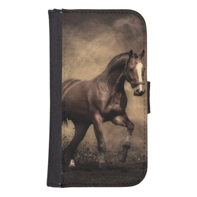 Beautiful brown horse throw pillow samsung galaxy wallet case (Front)