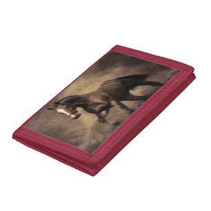 Beautiful brown horse throw pillow tri-fold wallet