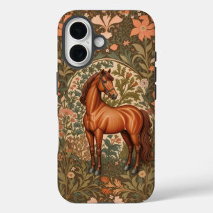 Beautiful Brown Horse William Morris Inspired iPhone 16 Case