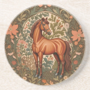 Beautiful Brown Horse William Morris Inspired  Coaster