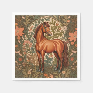 Beautiful Brown Horse William Morris Inspired Napkins