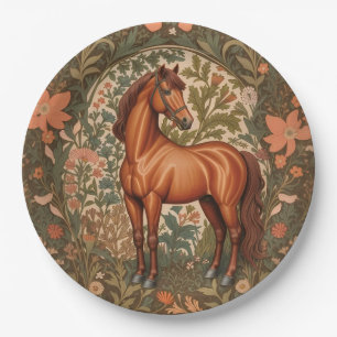 Beautiful Brown Horse William Morris Inspired  Paper Plates