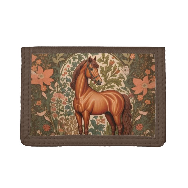 Beautiful Brown Horse William Morris Inspired  Trifold Wallet (Front)