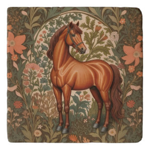 Beautiful Brown Horse William Morris Inspired  Trivet