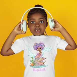 Beautiful Brown Mermaid Birthday Girl Baby T-Shirt