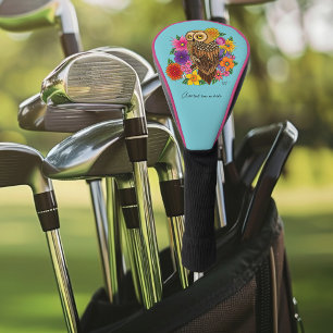 Beautiful Brown Owl Colorful Flower Bouquet Golf Head Cover