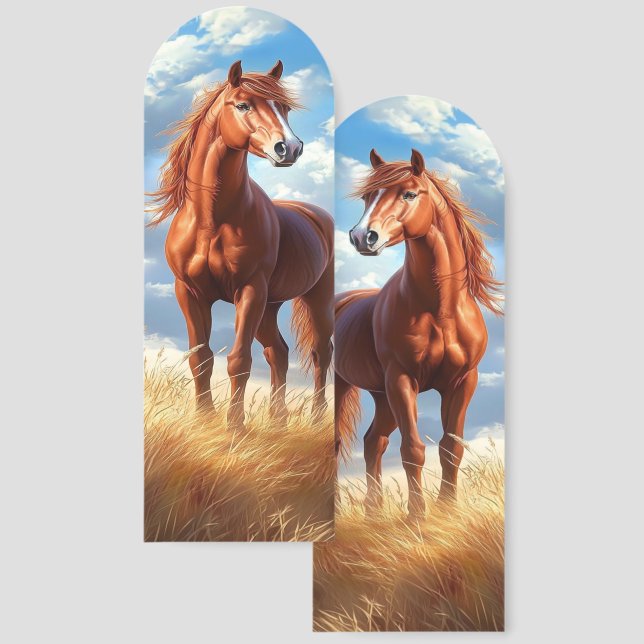Beautiful Brown Stallion Horse Photo Bookmarks (Front & Back)