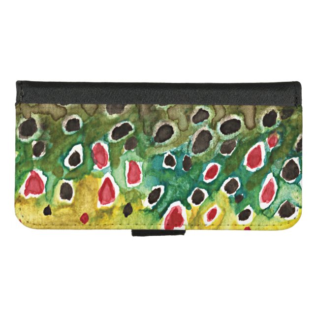 Beautiful Brown Trout Fly Fishing Anglers iPhone Wallet Case (Front (Horizontal))
