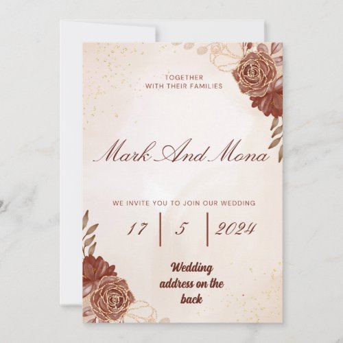 Beautiful brown wedding invitation