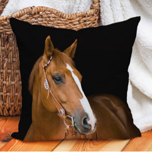 Beautiful Brown White Quarter Horse Photo Throw Pillow