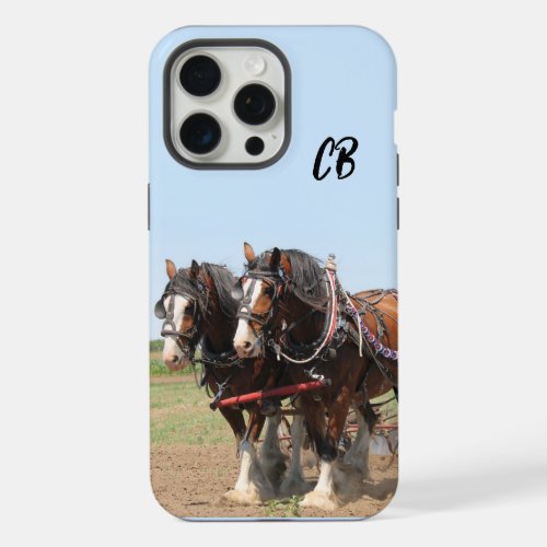 Beautiful Brown Work Horse Team Custom Initials iPhone 15 Pro Max Case