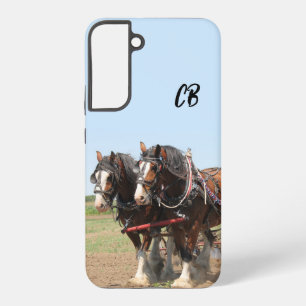 Beautiful Brown Work Horse Team Custom Initials Samsung Galaxy S22+ Case