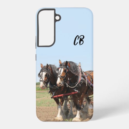 Beautiful Brown Work Horse Team Custom Initials Samsung Galaxy S22 Case