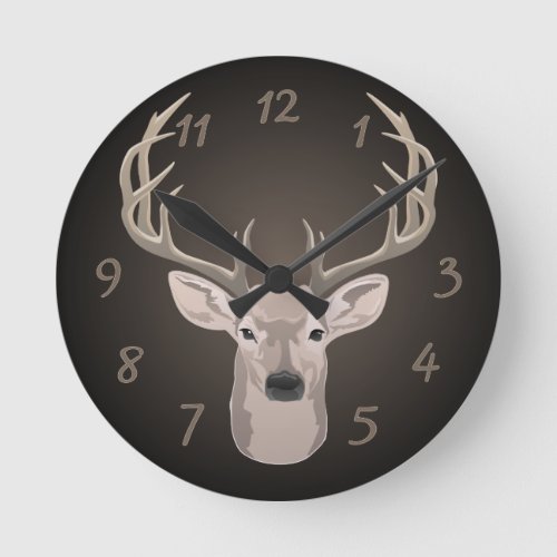 Beautiful buck with big antlers round clock