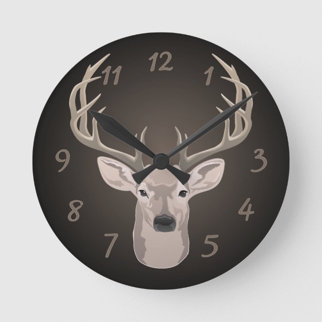 Beautiful buck with big antlers round clock (Front)