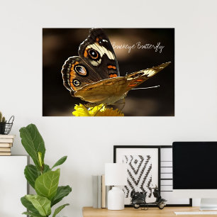 Beautiful Buckeye Butterfly on a Yellow Flower Poster