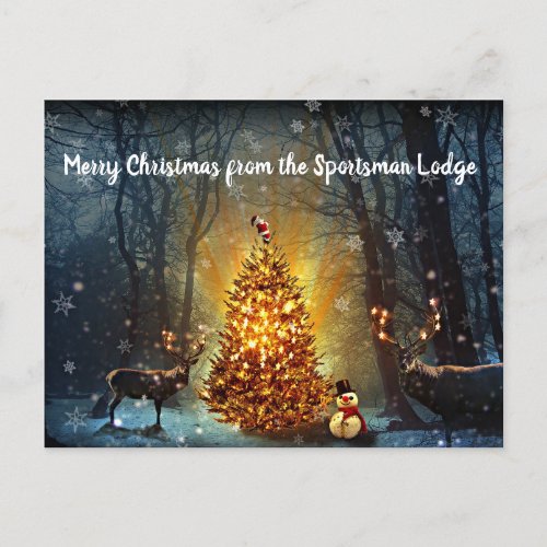 Beautiful Bucks in a Christmas Forest Invitation Postcard