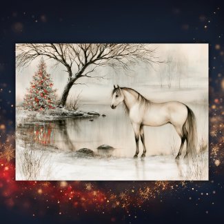 Beautiful Buckskin Horse Winter Christmas