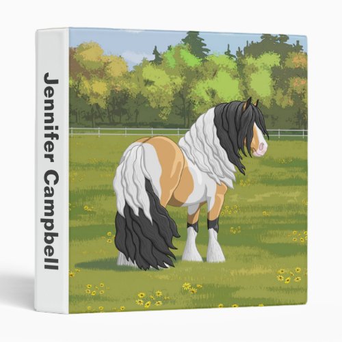 Beautiful Buckskin Pinto Gypsy Vanner Draft Horse  3 Ring Binder