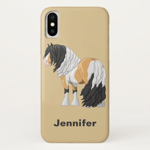 Beautiful Buckskin Pinto Gypsy Vanner Draft Horse iPhone X Case