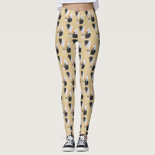 Beautiful Buckskin Pinto Gypsy Vanner Draft Horse Leggings (Front)