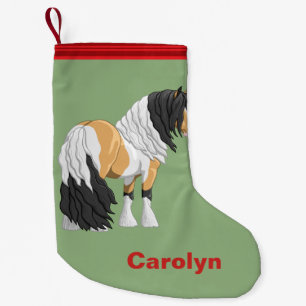 Beautiful Buckskin Pinto Gypsy Vanner Draft Horse Small Christmas Stocking