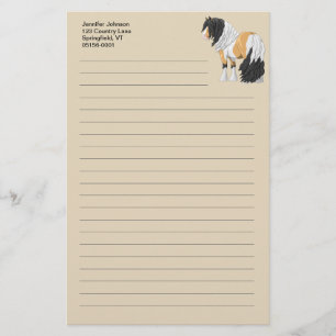 Beautiful Buckskin Pinto Gypsy Vanner Draft Horse Stationery
