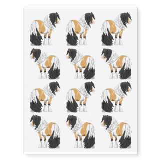Beautiful Buckskin Pinto Gypsy Vanner Draft Horse Temporary Tattoos