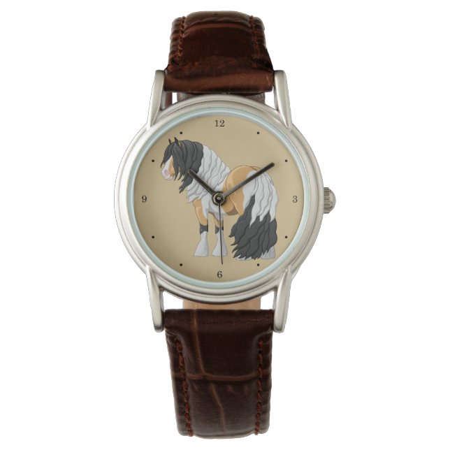 Beautiful Buckskin Pinto Gypsy Vanner Draft Horse Watch (Front)