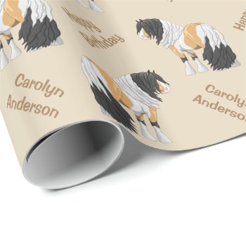 Beautiful Buckskin Pinto Gypsy Vanner Draft Horse Wrapping Paper by Fun_Forest at Zazzle