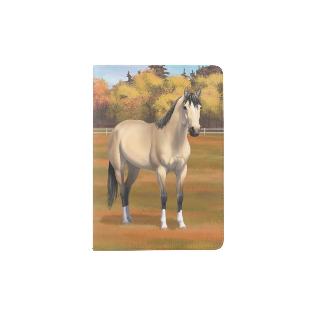 Beautiful Buckskin Quarter Horse Passport Holder (Front)