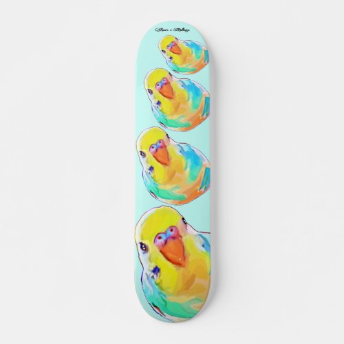 Beautiful Budgerigar Parakeet Tropical Exotic Bird Skateboard