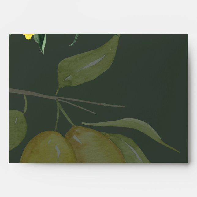 Beautiful Budget Citrus Lemons Themed Wedding Envelope (Front)